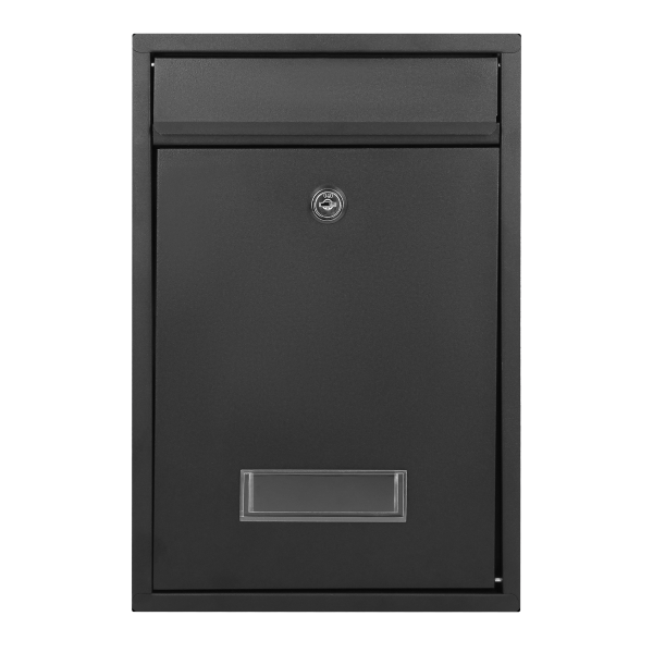 Small BALI mailbox with name plate, galvanized steel, black Small BALI mailbox with name plate, galvanized steel, black